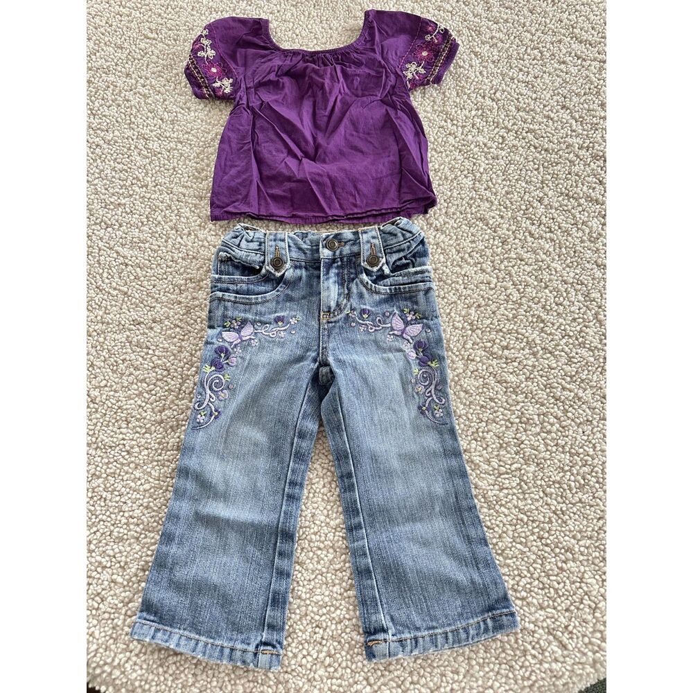 Vintage Cherokee Y2K Purple Outfit girl embroidered fairy 24 months VTG 90s